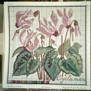 VINTAGE 1992 NEW Elizabeth Bradley Needlepoint Kit The Botanical Garden Cyclamen